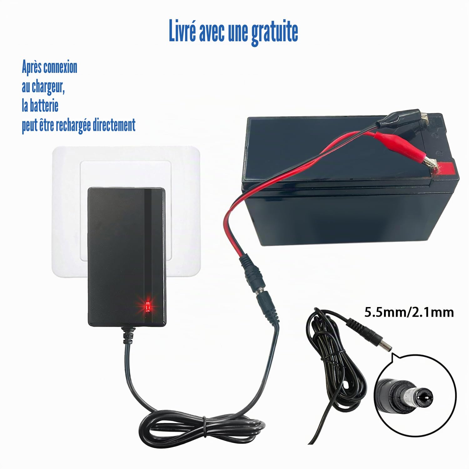Chargeur de Voiture Électrique pour Enfants POLYNX 24V 1000 mA, Chargeur de Batterie 24V 1A avec Câble de Charge Directe