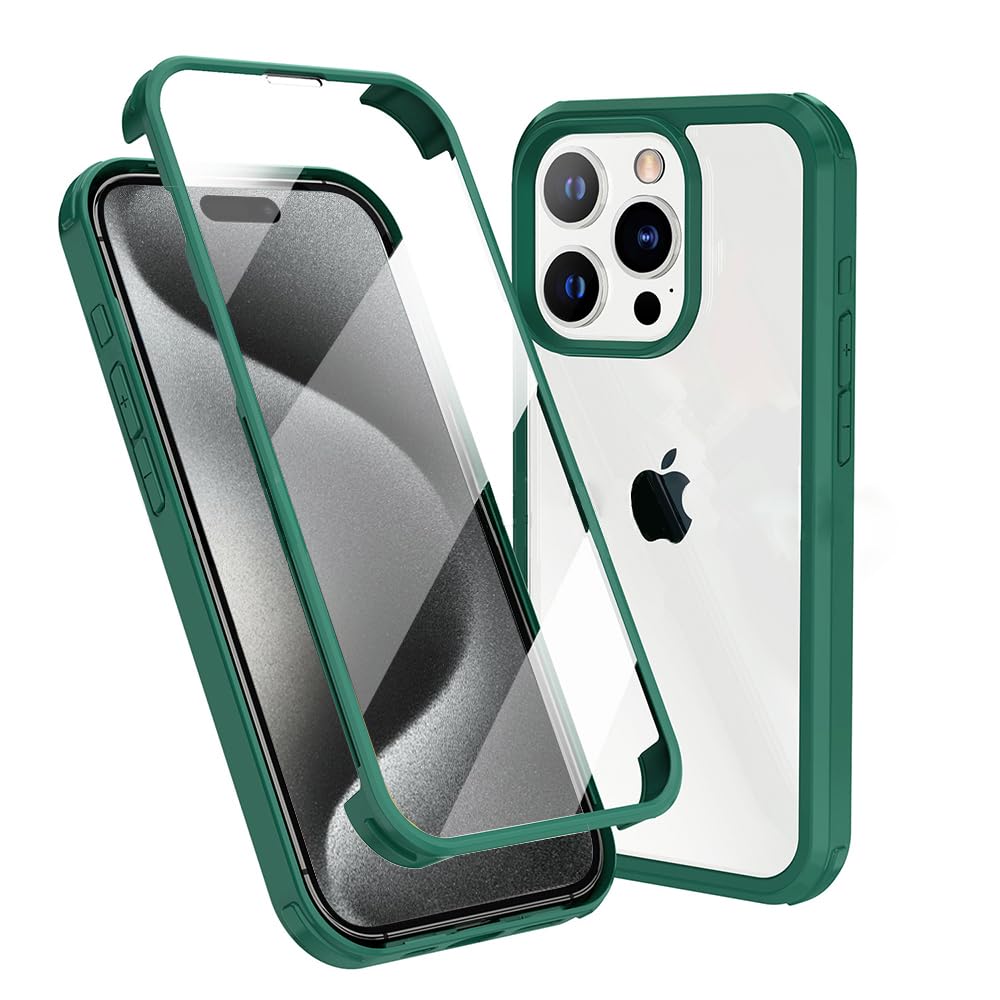 Amazon.co.jp: MQman iPhone15Pro ケース 両面透明 前面ガラス+背面PC