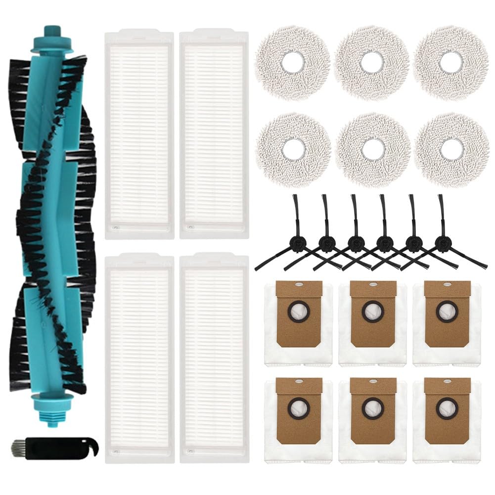 Whychstore Kit spazzola a rullo laterale e panno mocio, compatibile con robot aspirapolvere Cecotec Conga 11090, 16 pezzi di ricambio con filtri e sacchetti