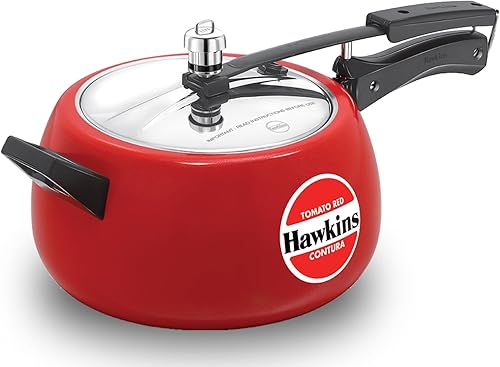 olla de presión Hawkins Contura con revestimiento de cerámica Rojo