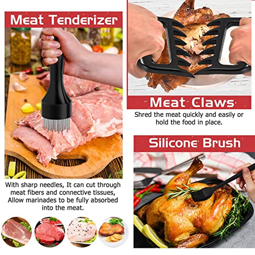 15.3’’ Roasting Pan With Racks, Joyfair 7 Pcs Stainless Steel Large Turkey Roaster Pan With Handle, Cooling Flat Rack/V-Rack, Meat Tenderizer/Claws And Brush, Heavy Duty & Multi-Use, Dishwasher Safe #TOP5