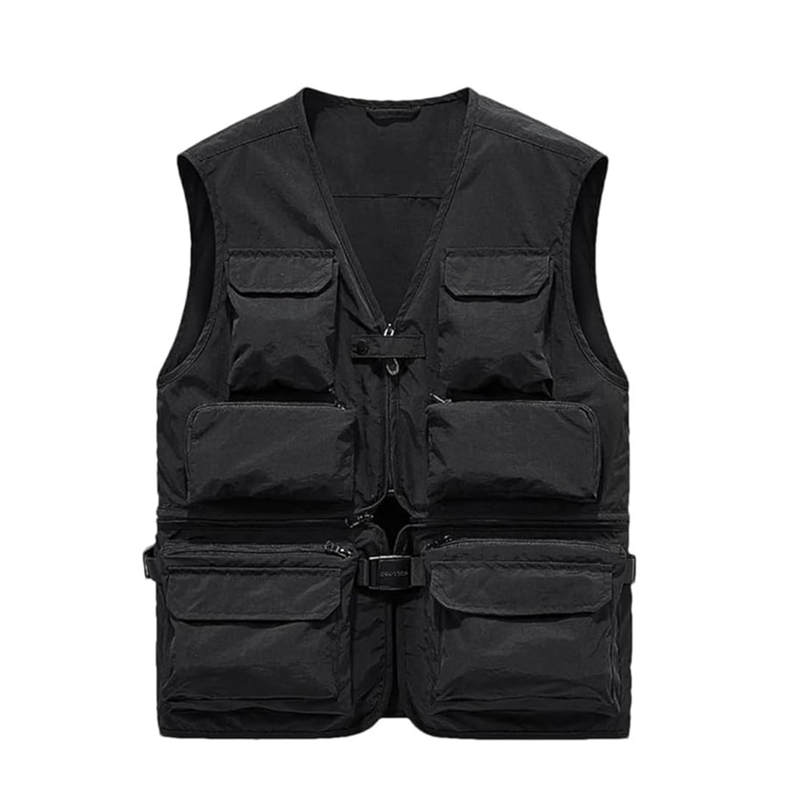 CLSQLXYJZC Gilet Multiuso Da Uomo, Gilet Estivo Traspirante Multitasche Con Patta Cargo E Cerniera Per Lavoro All'aperto Foto, Giacca Estiva Da Viaggio Multiuso Safari, Per Viaggi, Pesca Altro