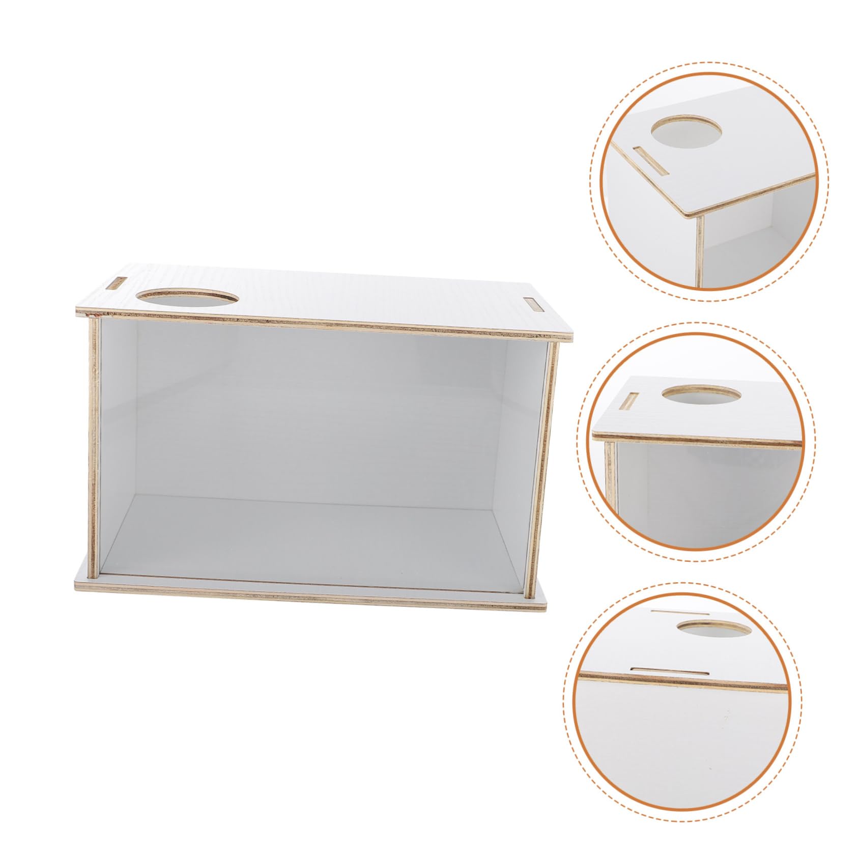 Sandbad Hamster mit Transparentem Acryl und Holz Rechteckige Hamsterbadewanne für Kleintiere Hamsterzubehör für Haushalt und Heimtiere