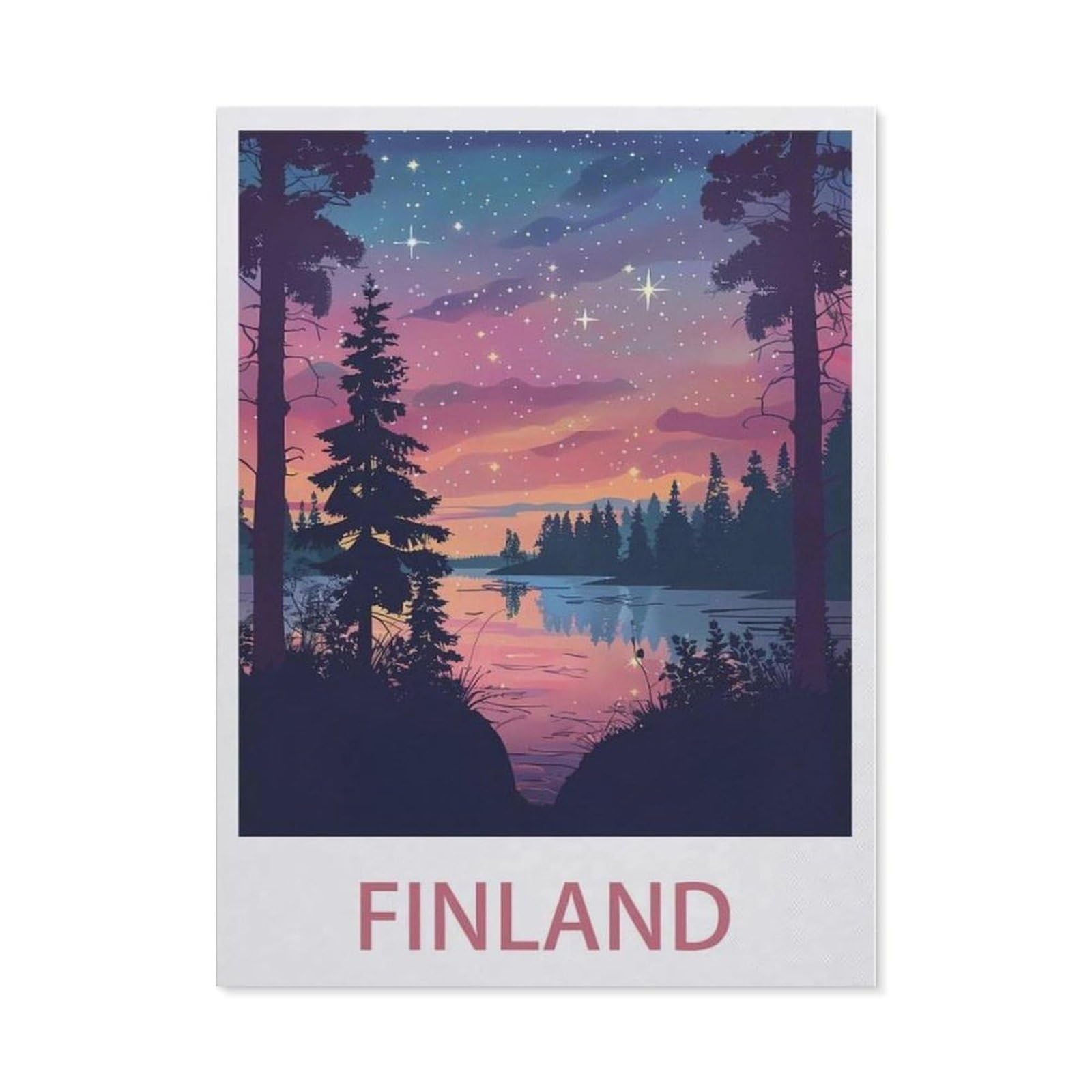 Beayodkp （50 X 60 Cm/19.68 X 23.62 Inches） 5D Diy Diamond Painting，Finland Vintage Travel Posters，Art Living Room Wall Decoration Gift-Ch41