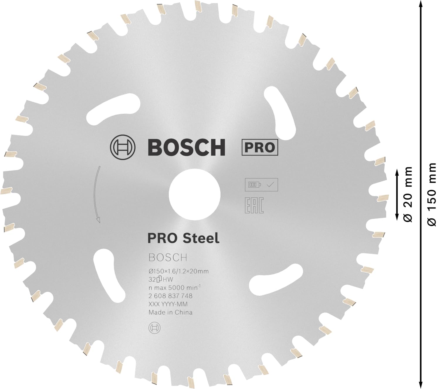 Bosch 1x Hoja Sierra Circ. PRO Steel cordless p/Cortadores Seco Port.