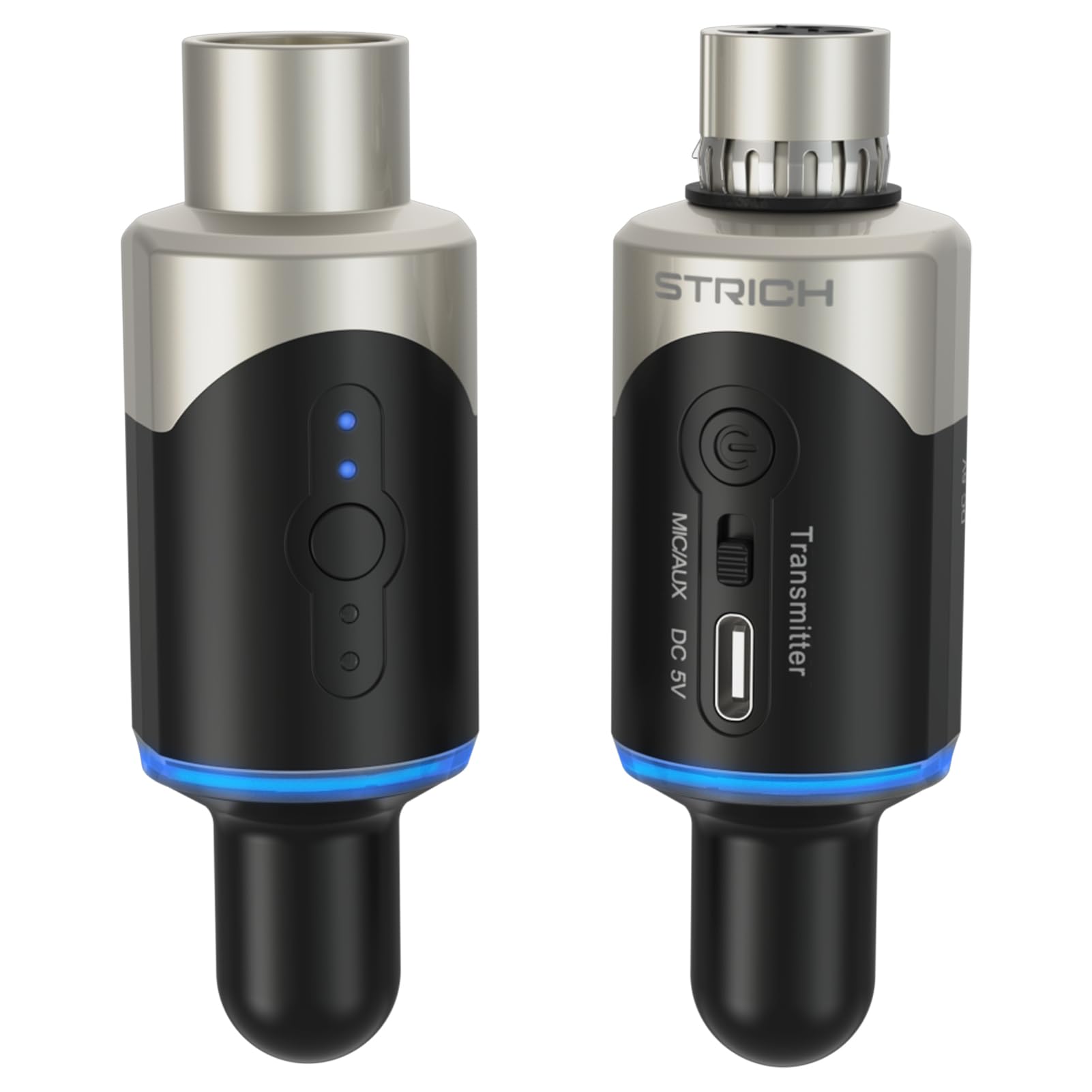 STRICH M5 Sistema Microfonico Wireless UHF XLR, Trasmettitore & Ricevitore 4 Canali per Microfono Dinamico, Raggio 61m, Latenza ＜1ms, Compatibile con Mixer Audio/Lautspeaker PA