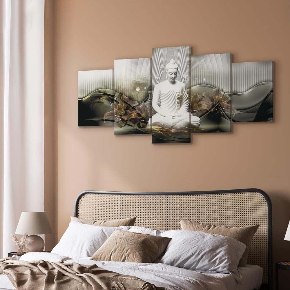 Cuadros B&D XXL - Cuadro en Lienzo Buda Zen Spa 225x112 cm 5 piezas - Impresión en material tejido no tejido cuadros decoracion salon modernos lienzos - Flores Abstracto h-C-0043-b-o