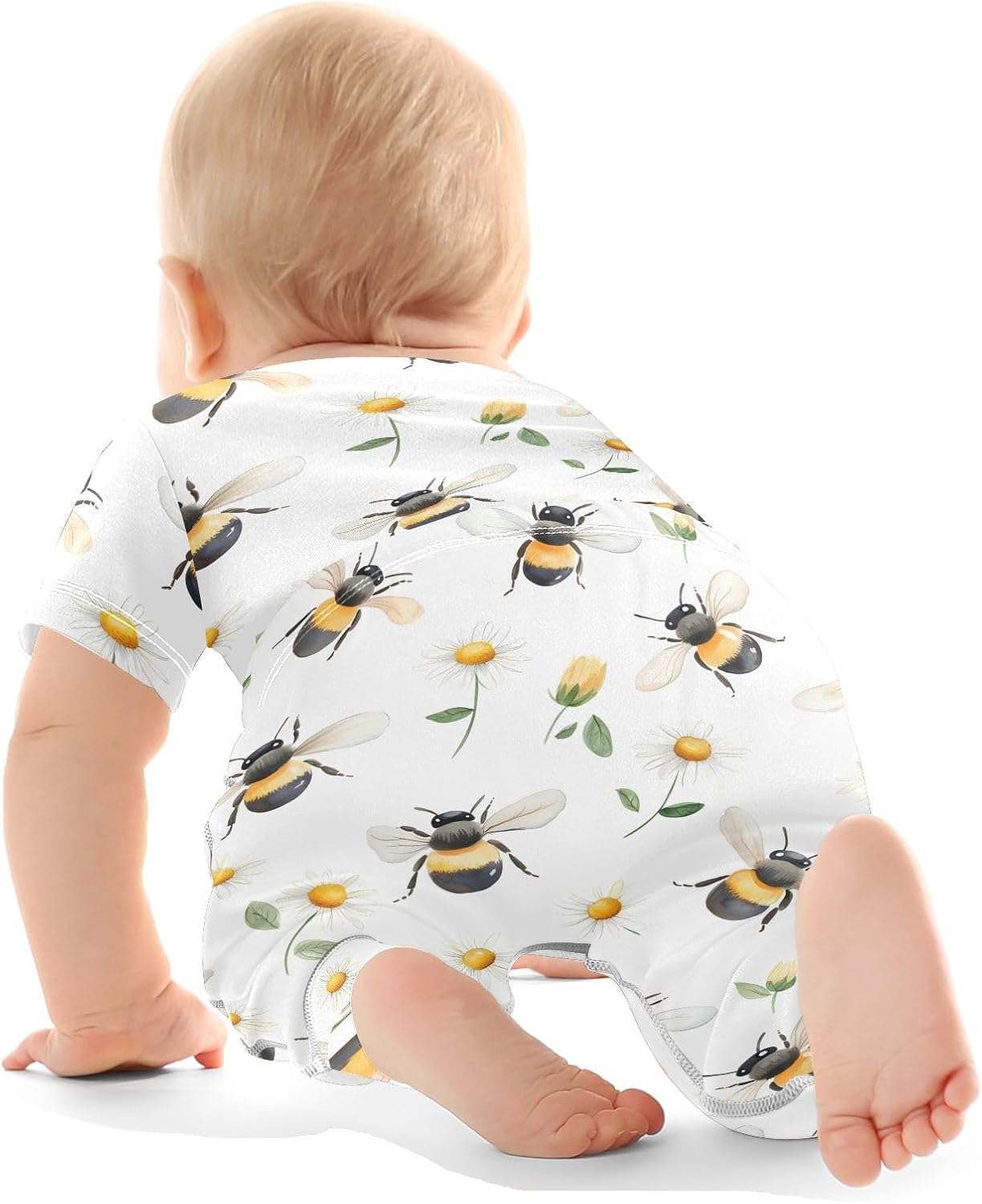 vvfelixl Baby Clothes Watercolor Bumblebees Baby Bodysuits Set Unisex Short Sleeve Babys Pants Sets 0-3M