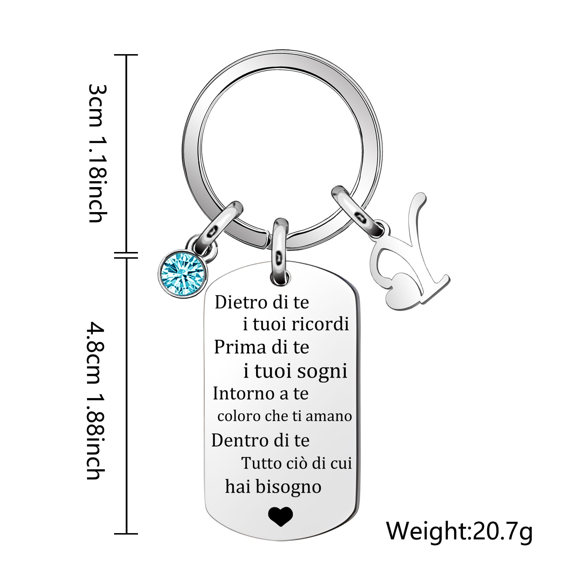 Inpirazione Portachiavi Regalo,Argento 26 Lettera A-Z Inglese Initial Pendente Portachiavi Per Le Donne Uomini Unisex Figlia Figlio Sorelle Amici Amante Compleanno Natale Laurea