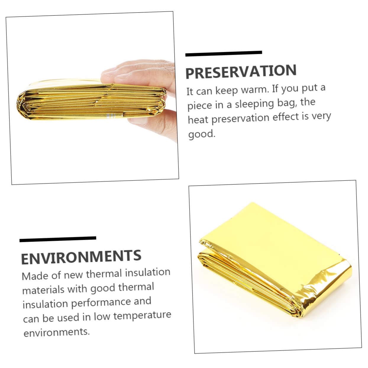 HANABASS Aluminum Foil Blanket 2X Thermal Survival Carpet Emergency Insulated Multifunctional Outdoor Camping Survival Gear