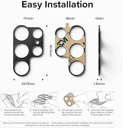 Miniatura 8 de Ringke Estilo de cámara compatible con Samsung Galaxy S22 Ultra 5G Protector de lente de cámara, marco de aluminio, adhesivo protector resistente,