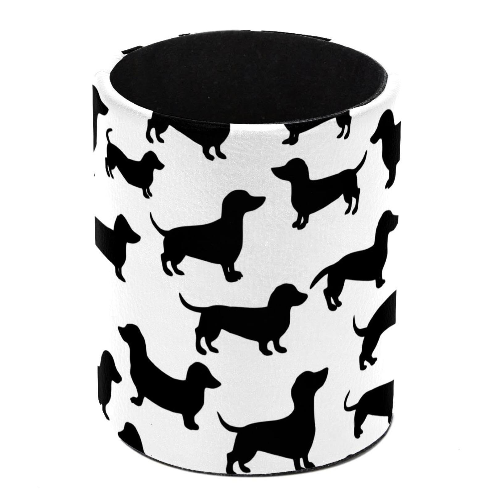 HEOEH Dachshund Dog Pen Holder for Desk, PU Leather Pencil Holder Pen Cup Marker Holder Makeup Brush Holders, Desk Accessories & Workspace Organizers for Home, Office