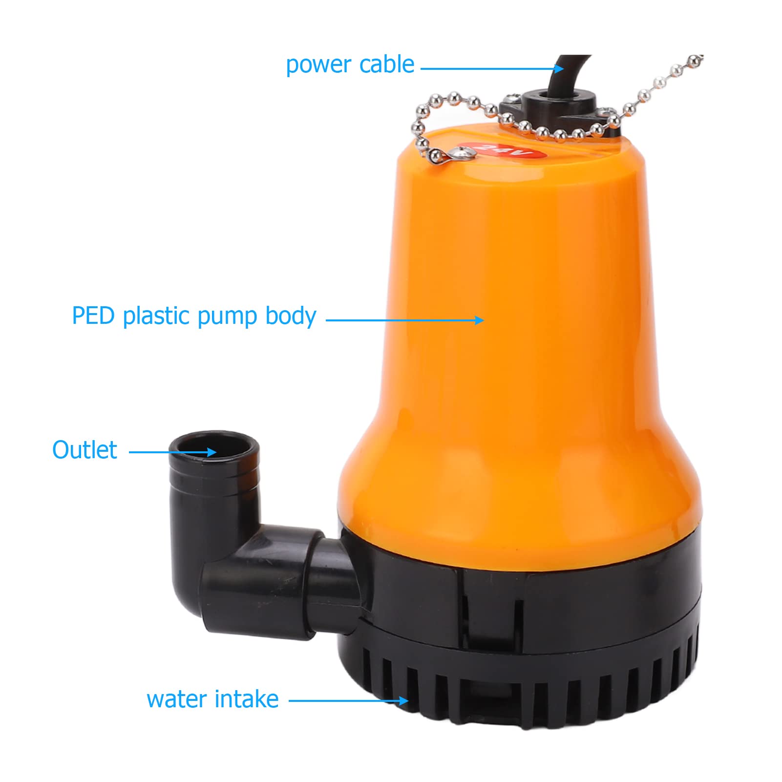DC Pompa Immersione Assorbimento Efficiente Dell'acqua Testa di Scarico 3 a 5 M per L'irrigazione Agricola, Facile Aspettare e Riparare per L'uso Domestico (DC24V)