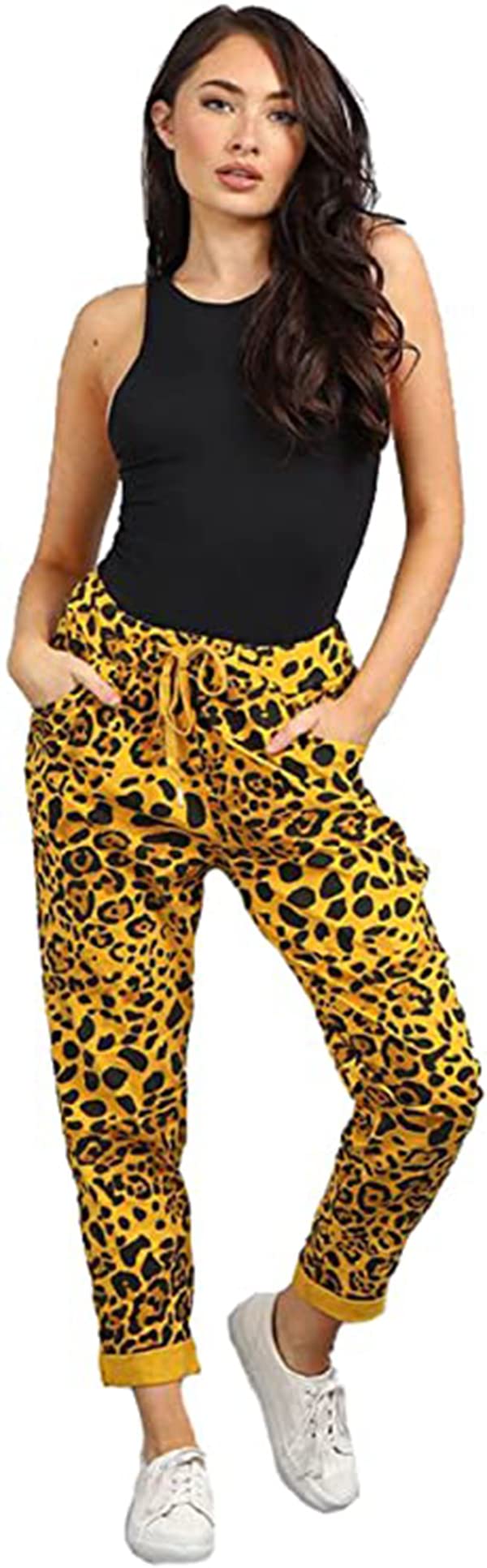 Ladies Italian Crushed Stretch Camouflage Leopard Print Magic