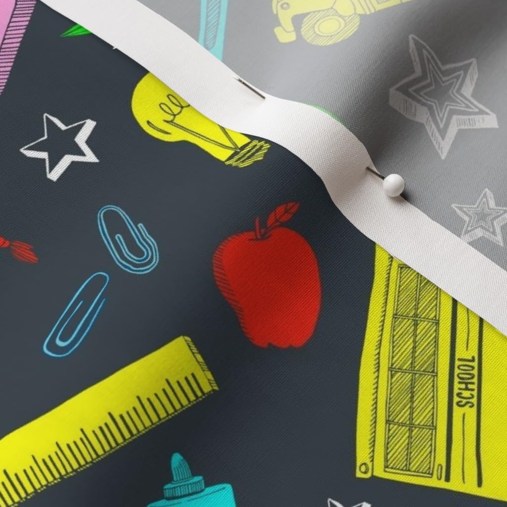 Spoonflower Fabric - Time School Bus Student Pencil Teacher Printed on Cotton Poplin Fabric by The Yard - Sewing Shirting Quilting Dresses Apparel Crafts