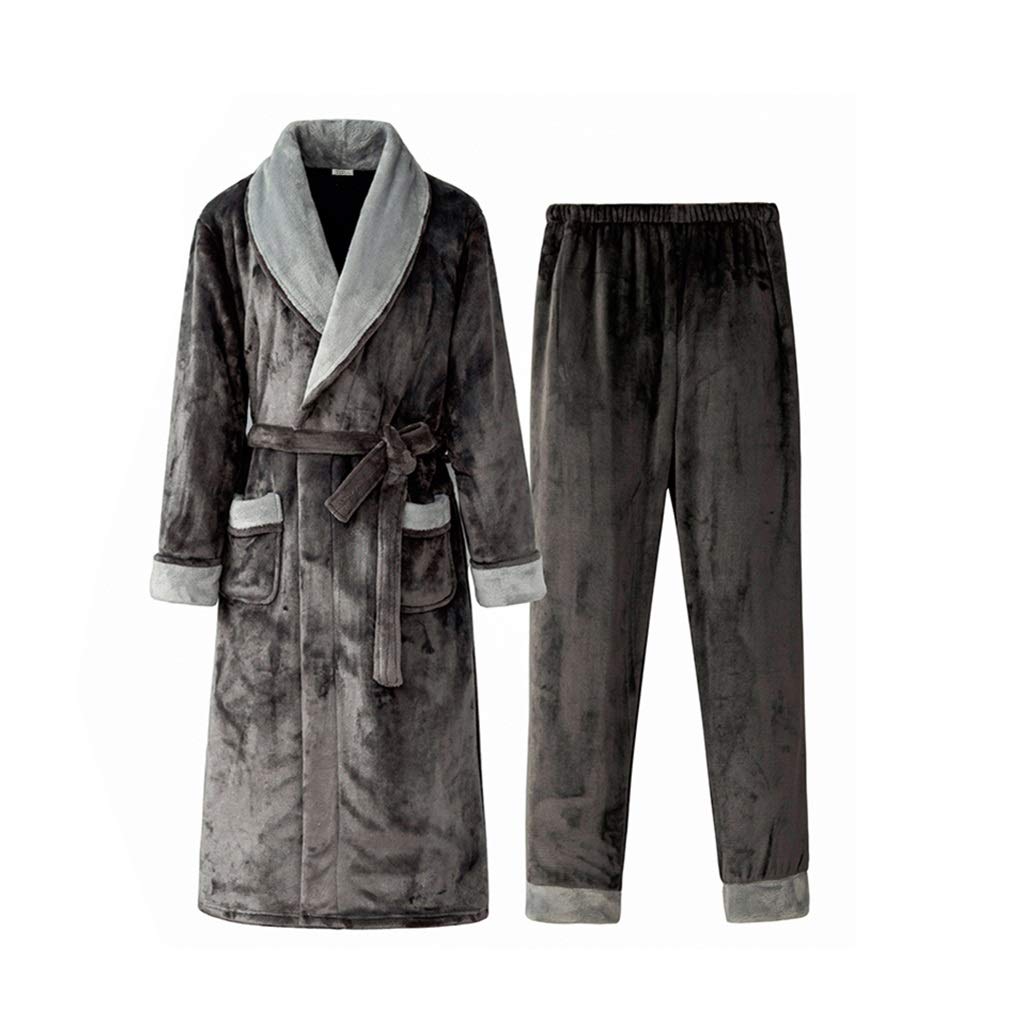 Peignoir De Bain Super Doux Homme - Peignoir Hiver Unisexe Coton Éponge Confortable Poches Col Châle Couleur Unie