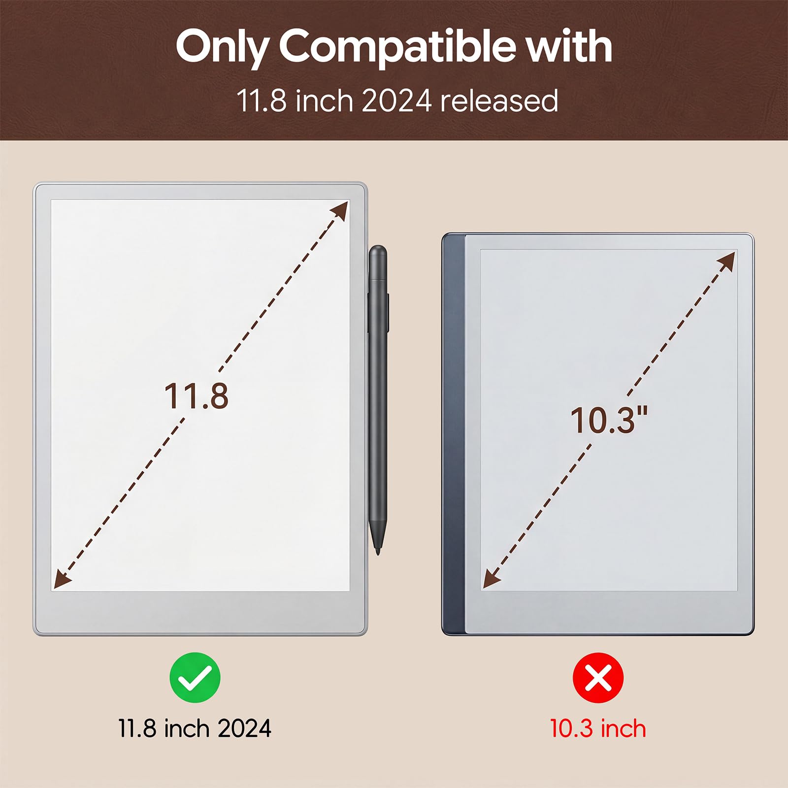 MotiMind Custodia in pelle PU di alta qualità compatibile con Remarkable Paper Pro 30 cm 2024 sottile custodia magnetica con funzione sleep wake custodia protettiva rigida con portapenne, tasca per