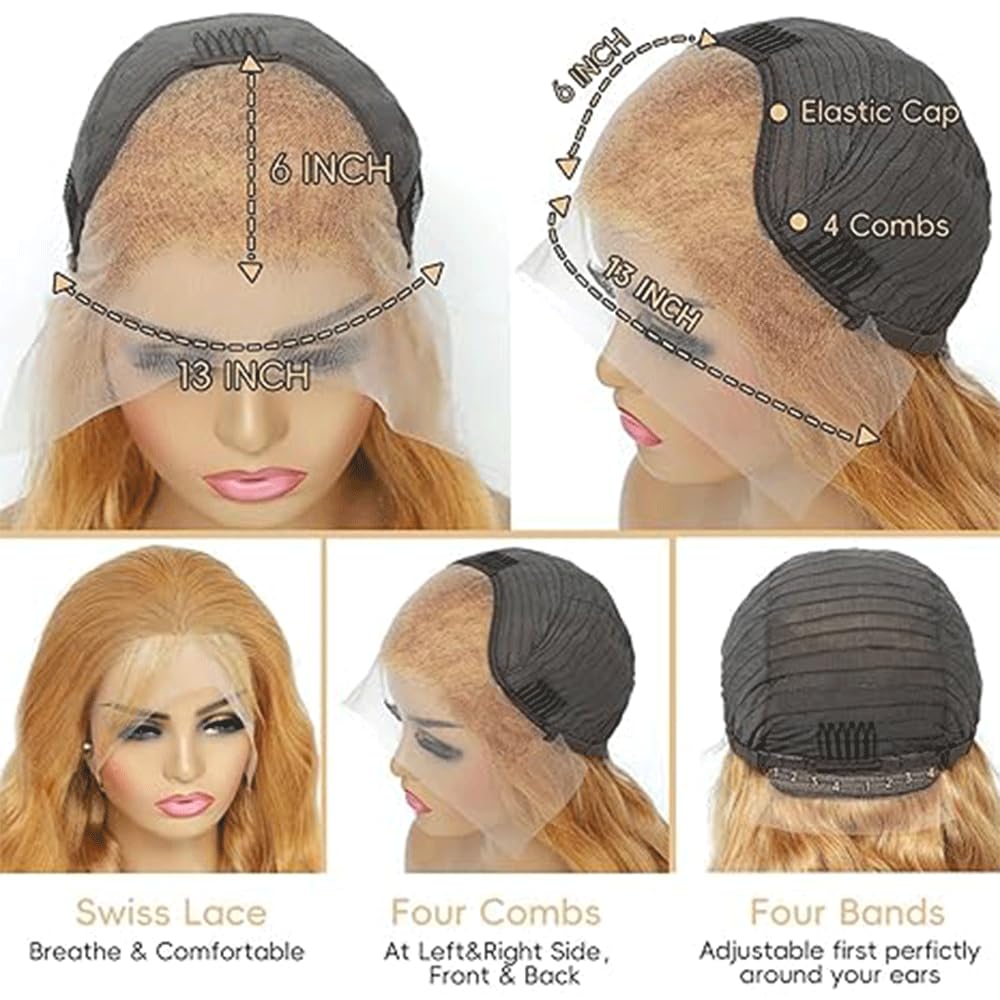 13x6 Swiss Lace Front Perücke Damen Wig Water Wave Glueless Wig #613 Light Blonde Brazilian Virgin Human Hair Pre Plucked With Natural Hairline 20 Inch