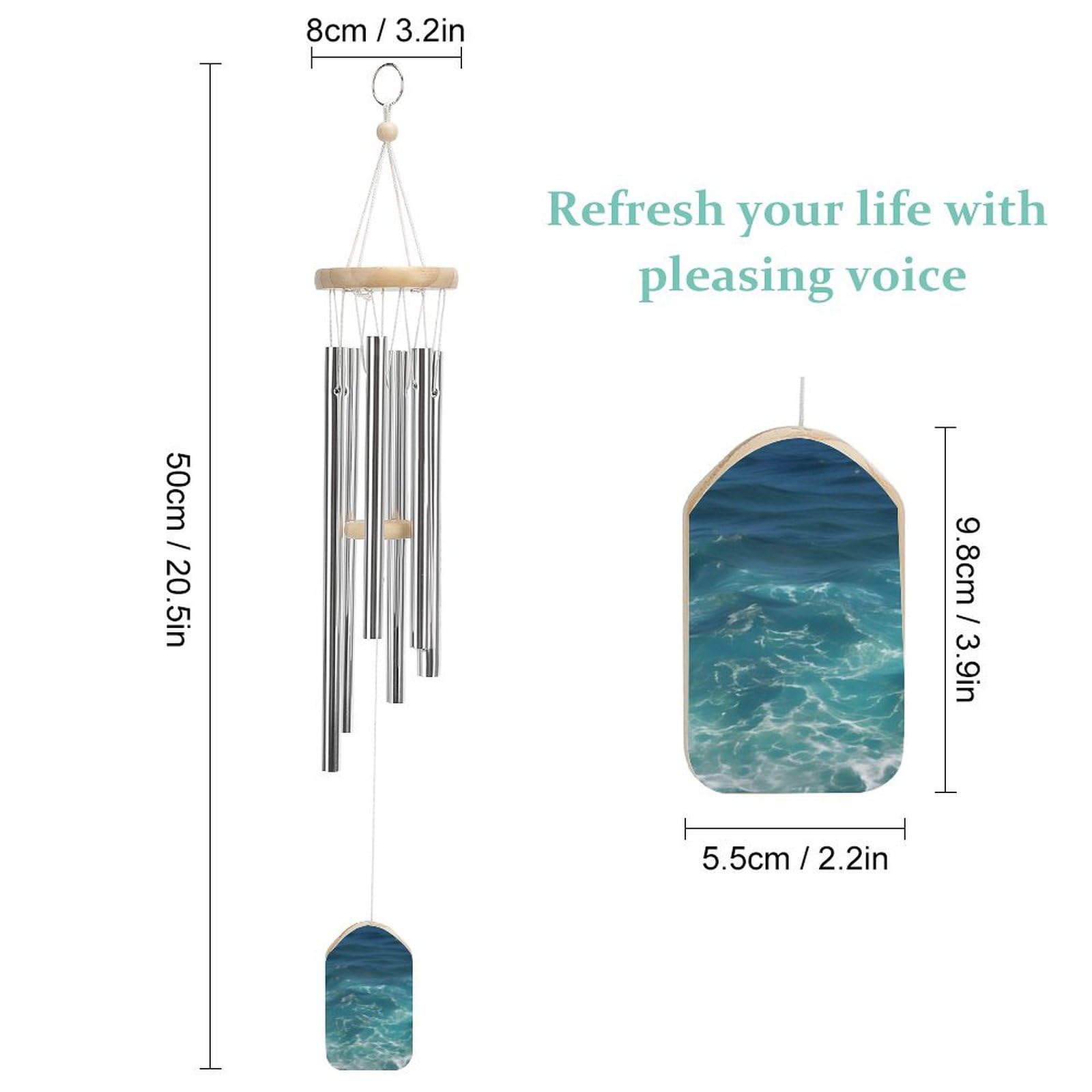 Outdoor Wind Chimes, The Blue Sea Printed Wind Chimes,Simple Wind Chimes,Curtain Wind Chimes for Home Decoration