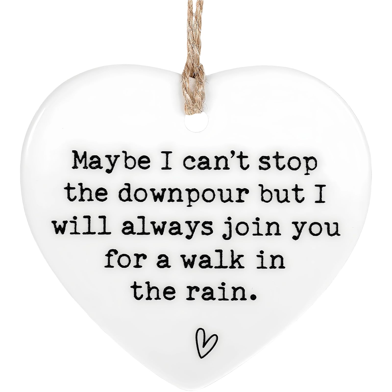 Tivleed Women's White Cheer Up Inspirational Gifts For Acrylic Heart-Shaped Motivational Plaque With "Maybe I Can't Stop The Downpour" Message, Friendship Keepsake For Sisters 7.3X6.8x0.3cm