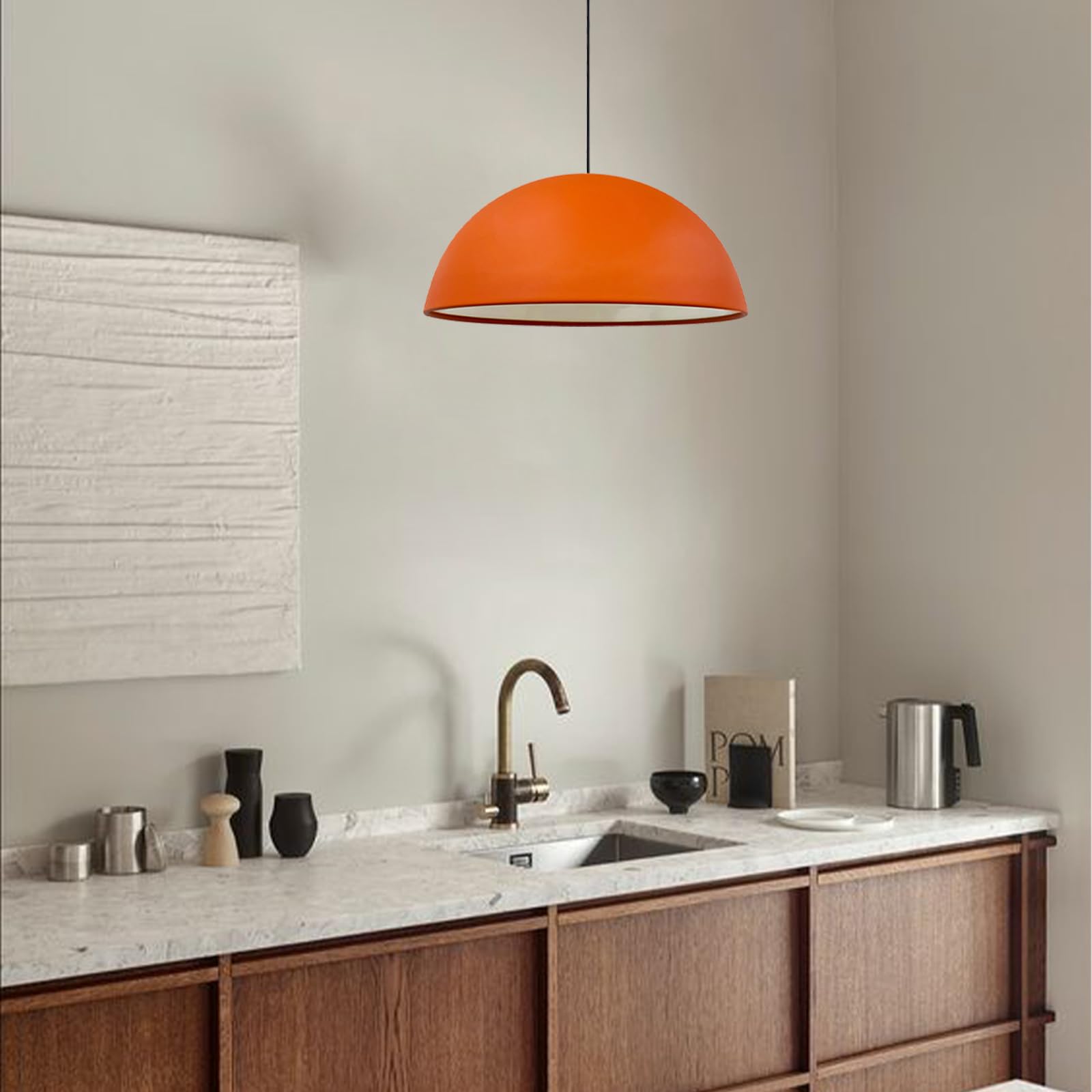 Suspension Luminaire Métal Vintage Bamyum - Abat-Jour 50 Cm, E27, Blanc, Pour Salon/Cuisine