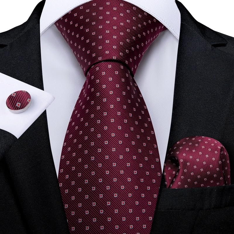 Corbata de seda con puntos para hombre 8 cm ancho miniatura 2