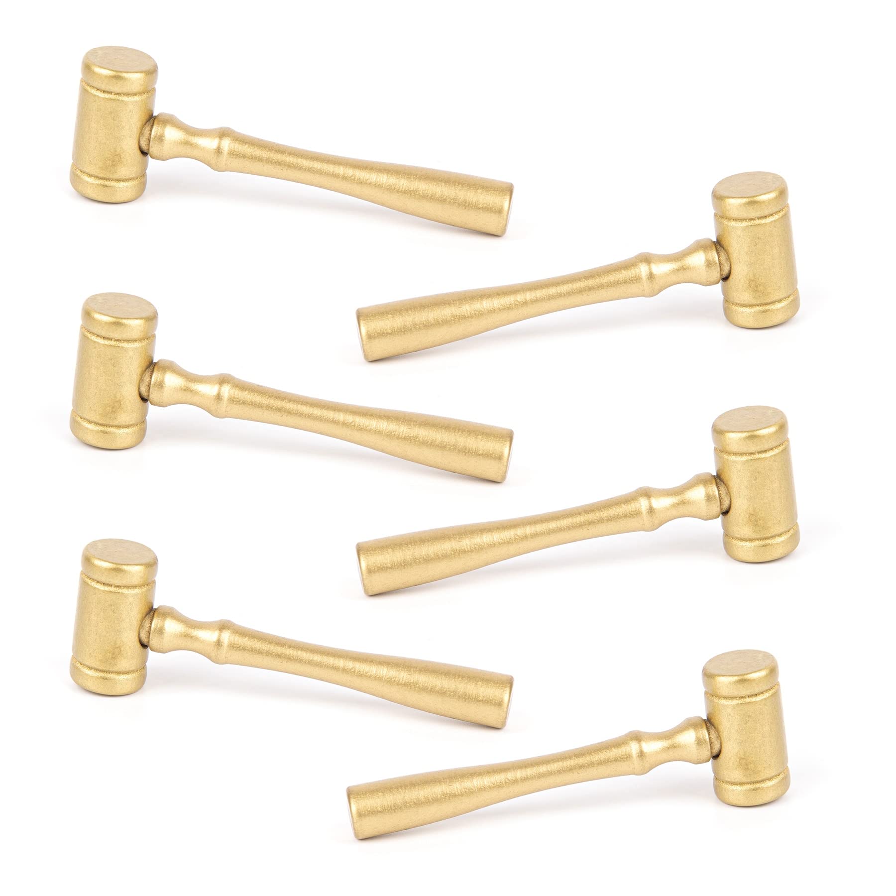 Framendino, 6 Pack Gold Mini Wooden Judge Gavel Prop Lawyer Auction Sale Costume Accessory