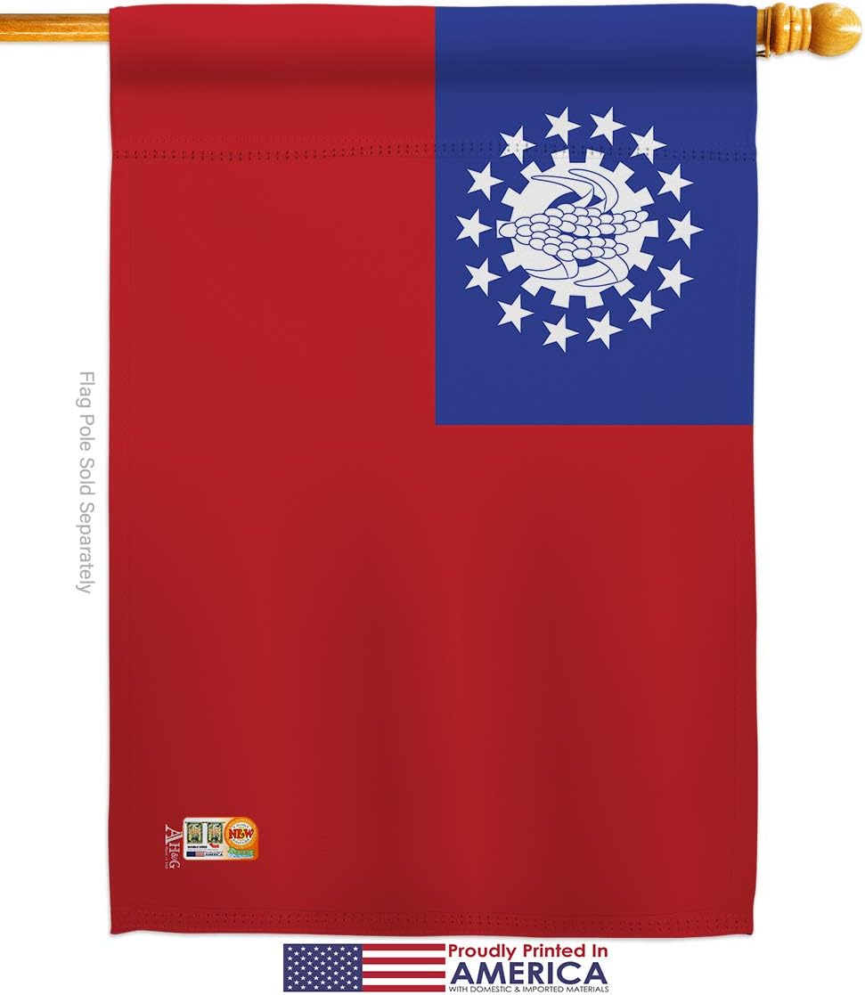 Myanmar Burma House Flag Regional Nationality Nation International World Country Particular Area Small Decorative Gift Yard Banner Made In USA 28 X 40