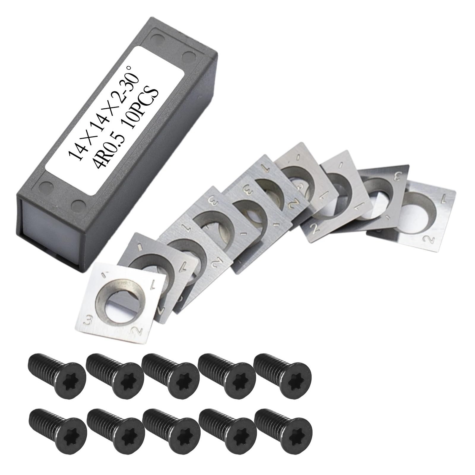 14x14x2mm-4R0.5 Frese in metallo duro di ricambio quadrate diritte for la lavorazione del legno Testa pialla elicoidale a spirale 10 pezzi