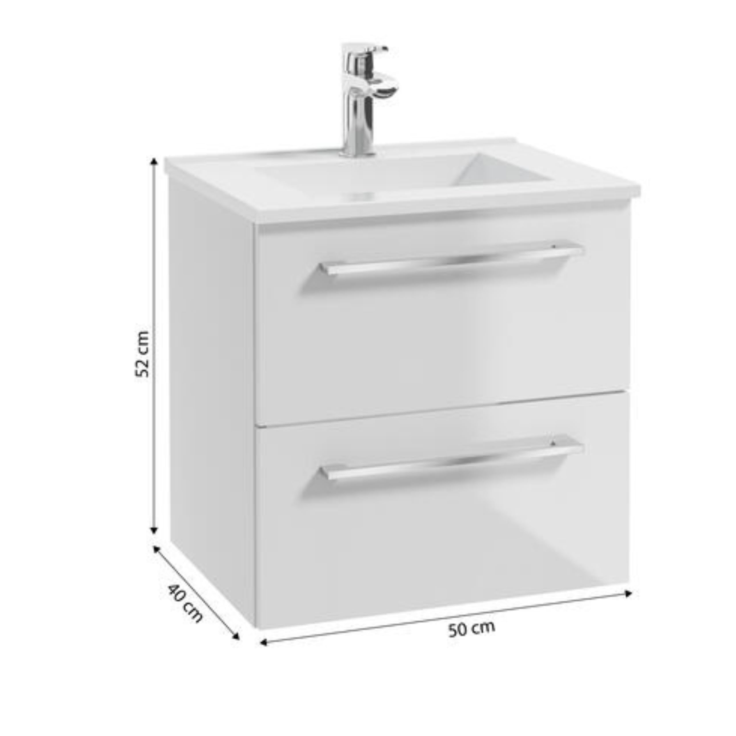 .Deftrans Domodomo - Mueble de baño con Lavabo, 50 x 50 x 45,6 cm, Armario de cerámica para Lavabo de baño, Color Blanco