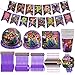 Syijupo Kit Festa Tema Magiche 97 Pezzi Set Stoviglie Magiche Festa di Fornisce con Piatti Tazze Tovaglioli Cannucce Striscione Drago Soffiante Birthday Party Set per Bambini Ospitare 10 Ospiti