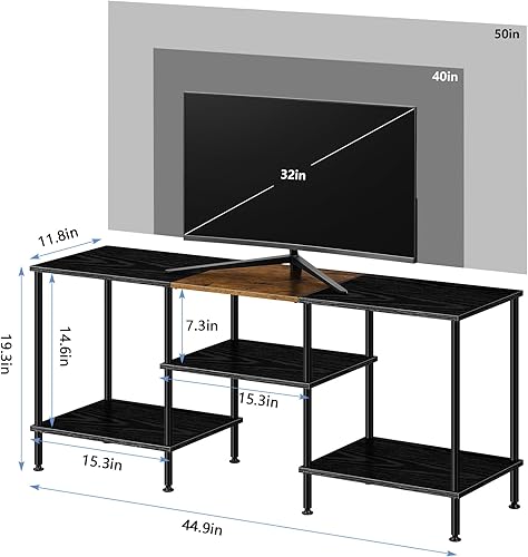 Miniatura 2 de OYEAL Soportes de TV de 50 pulgadas para sala de estar, pequeño centro de entretenimiento con estantes de almacenamiento abiertos, soportes de TV