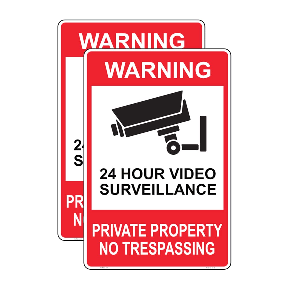 Haobase 2 Pcs Private Property No Trespassing Sign Sticker - 12" x 8"- Self Adhesive Viny