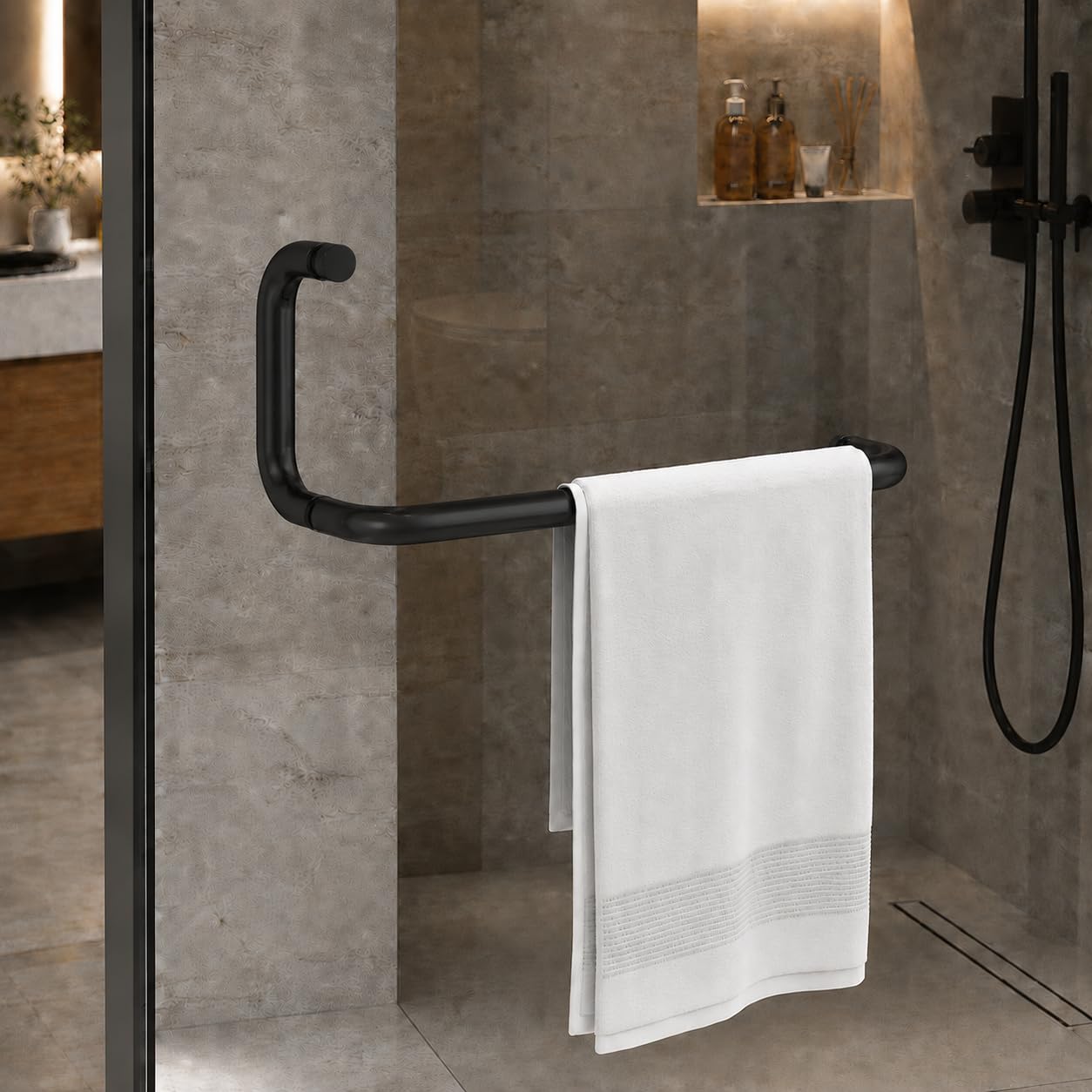 Plantex Stainless Steel Towel Bar Combination/Shower Door Handle/Towel Holder for Glass Shower Door and Bath Door Pull Handle - Pack of 1 (Brass Antique) — Amazon image 11
