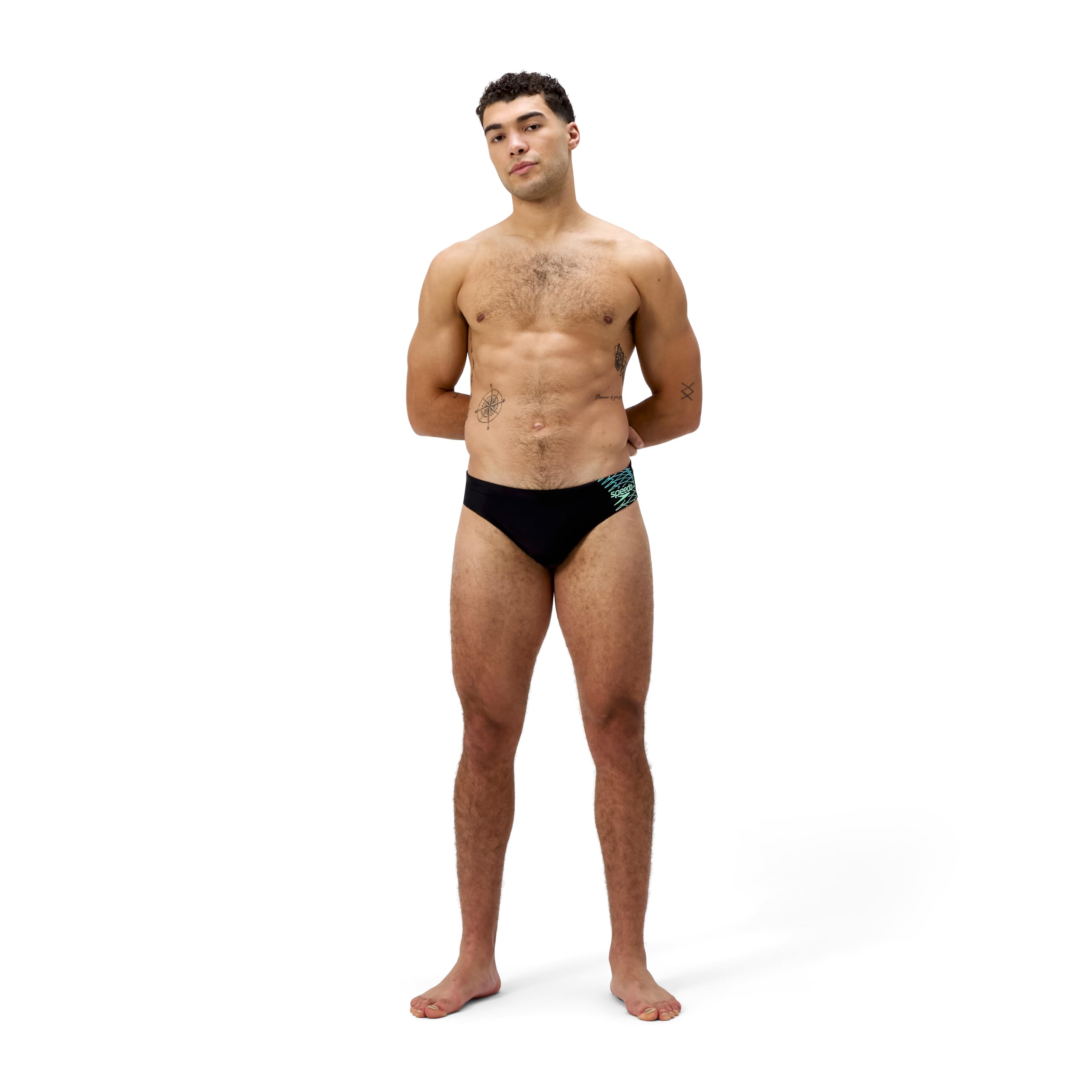 Speedo Men's Green Medley Logo 7Cm Brief Swim Trunks Swimmers Size 32