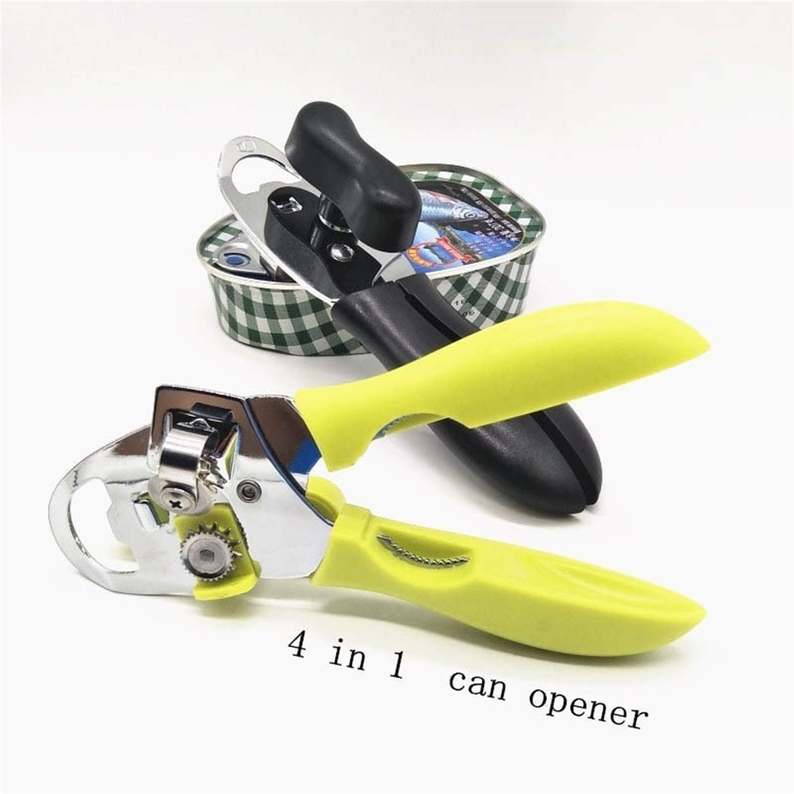 4 in 1 apriscatole Multifunzione Portatile Manuale in Metallo Manico Antiscivolo apribottiglie Accessori Bar per Feste utensile da Cucina Durevole, apribottiglie