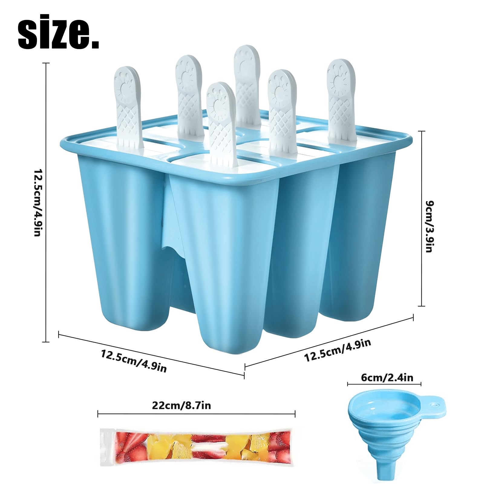 6 cavidades reutilizables,Moldes de silicona para paletas,Reutilizable, Fácil de Desmoldar para Paletas y Helados Caseros (LAN-6)