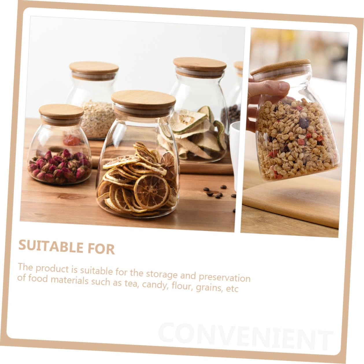DOITOOL Contenedores de Vidrio Borosilicato 2 Piezas 1000ml para Almacenamiento y Conservación de Alimentos Tapa de Silicona y Base Plana para Escritorio