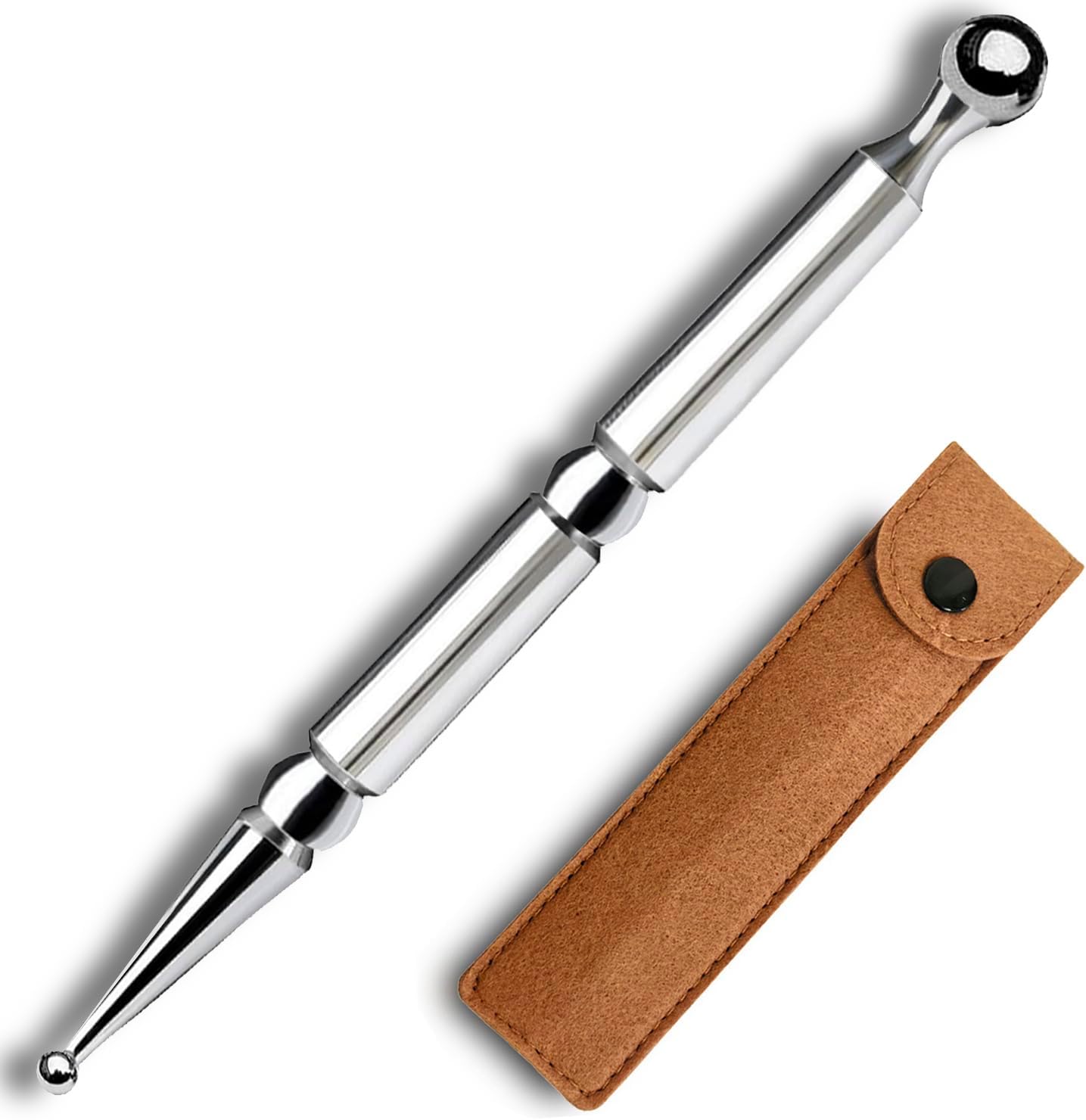 BYYDDIY 6.3inch Stainless Steel Dual Head Facial Reflexology Tools,Ear Massage Tool,Body Point Probe Pen &Trigger Point Massager Tool for Deep Tissue (6.3inch)