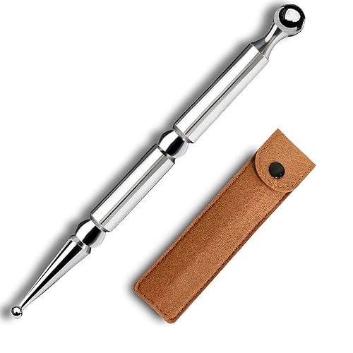 BYYDDIY Stainless Steel Dual Head Facial Reflexology Tools with Felt Bag,Ear Massage Tool,Body Point Probe Pen &Trigger Point Massager Tool for Deep Tissue (P-S)