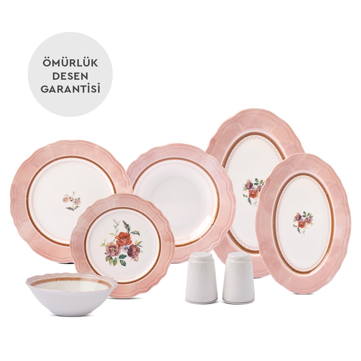 Aryıldız Jardin Pembe 30 Parça 6 Kişilik Yemek Takımı