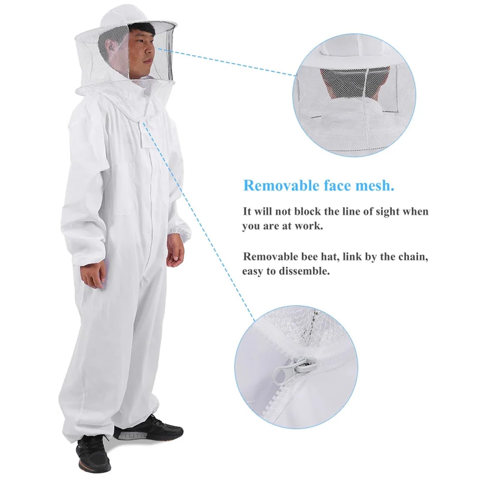 Traje De Abeja Traje de protección for apicultor, traje profesional transpirable de cuerpo entero, equipo de protección for apicultura.(XXL)