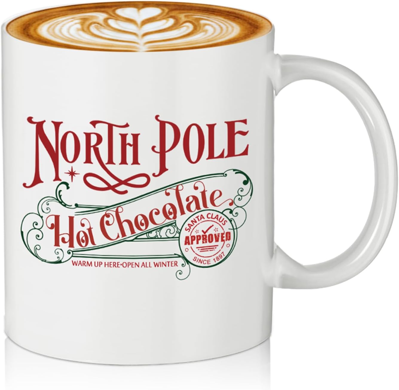 Yaomiao 8 Pcs North Pole Mug Hot Chocolate Mug Christmas Coffee Cup Christmas Gifts Santa Xmas Ceramic Cups with Handle for Women Men Team Employee Teacher Nurse