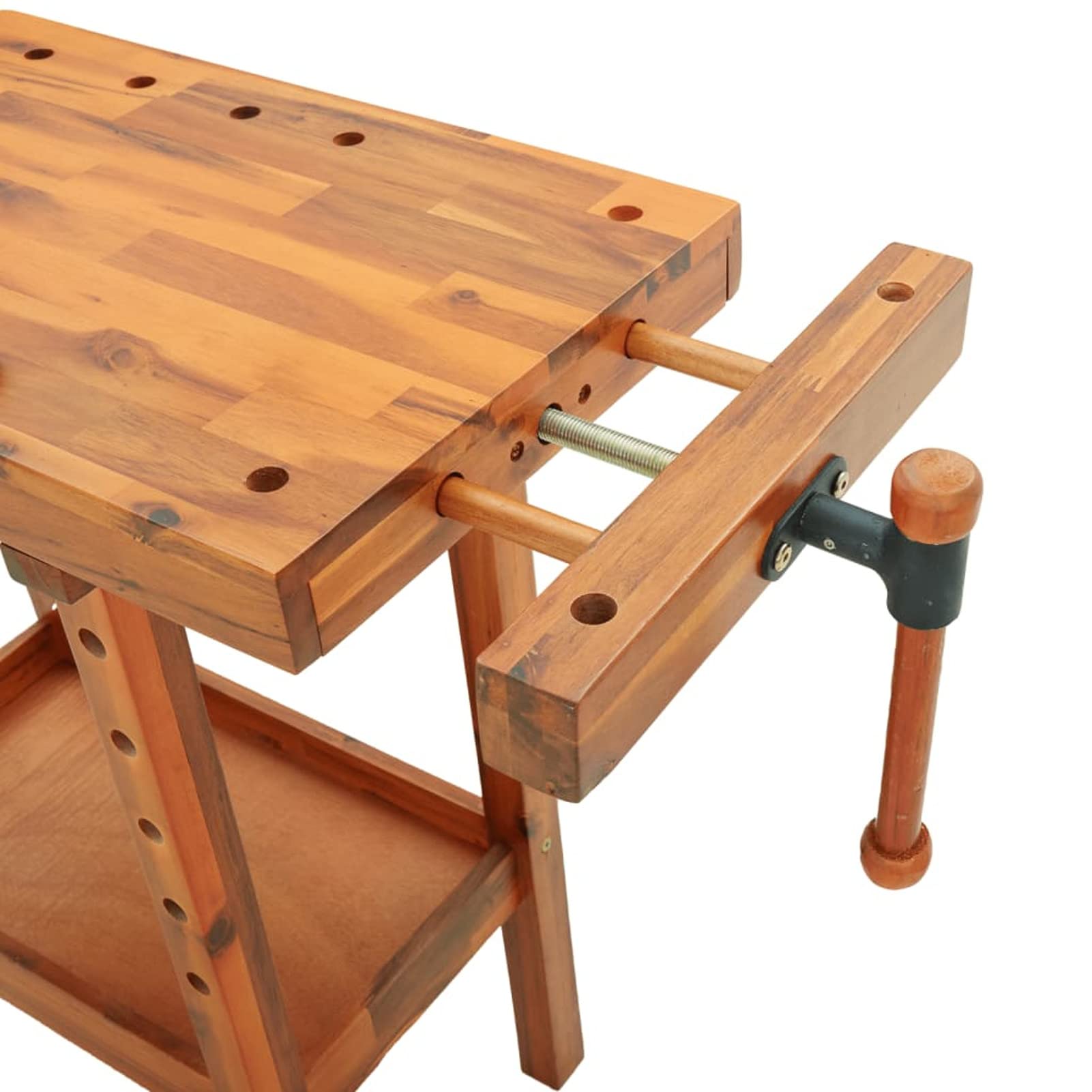 Banco de trabajo con abrazadera Banco de trabajo madera mesa de trabajo de madera maciza de acacia Banco de trabajo - 92 x 48 x 83 cm