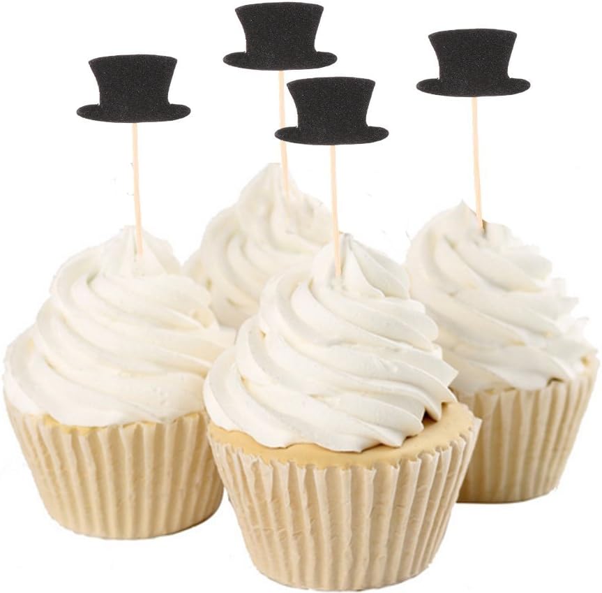 20pcs Paper Top Hats Cake Topper Cupcake Picks for Cake Decor Birthday Party Supplies