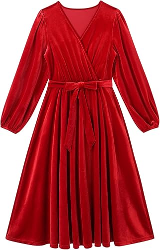Miniatura 3 de AWIBMK Vestidos de Navidad para mamá y yo, vestido de terciopelo de manga larga, otoño, invierno, Navidad, vacaciones, mamá, hija, trajes a juego