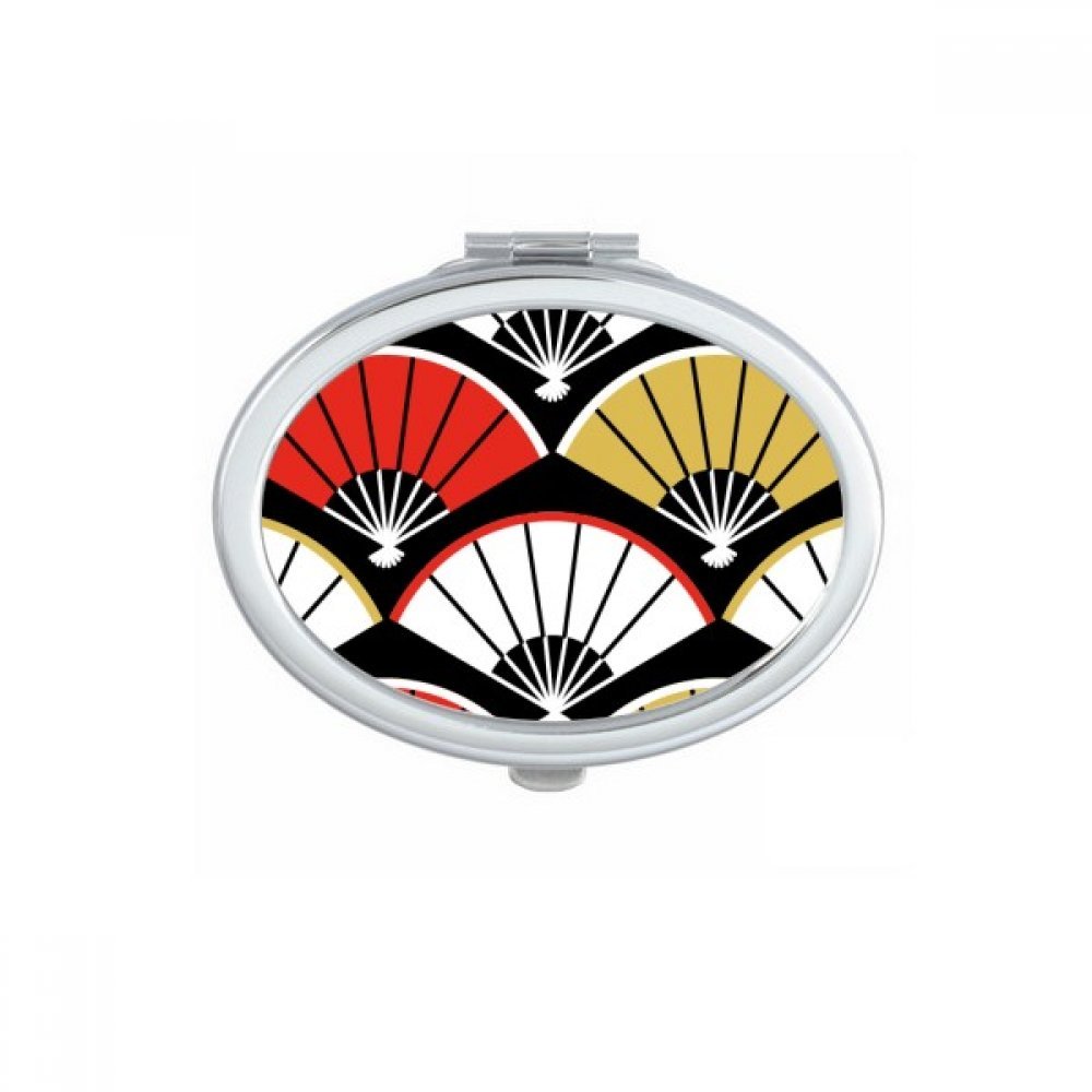 Miroir de poche ovale pliant rouge et noir pour maquillage compact