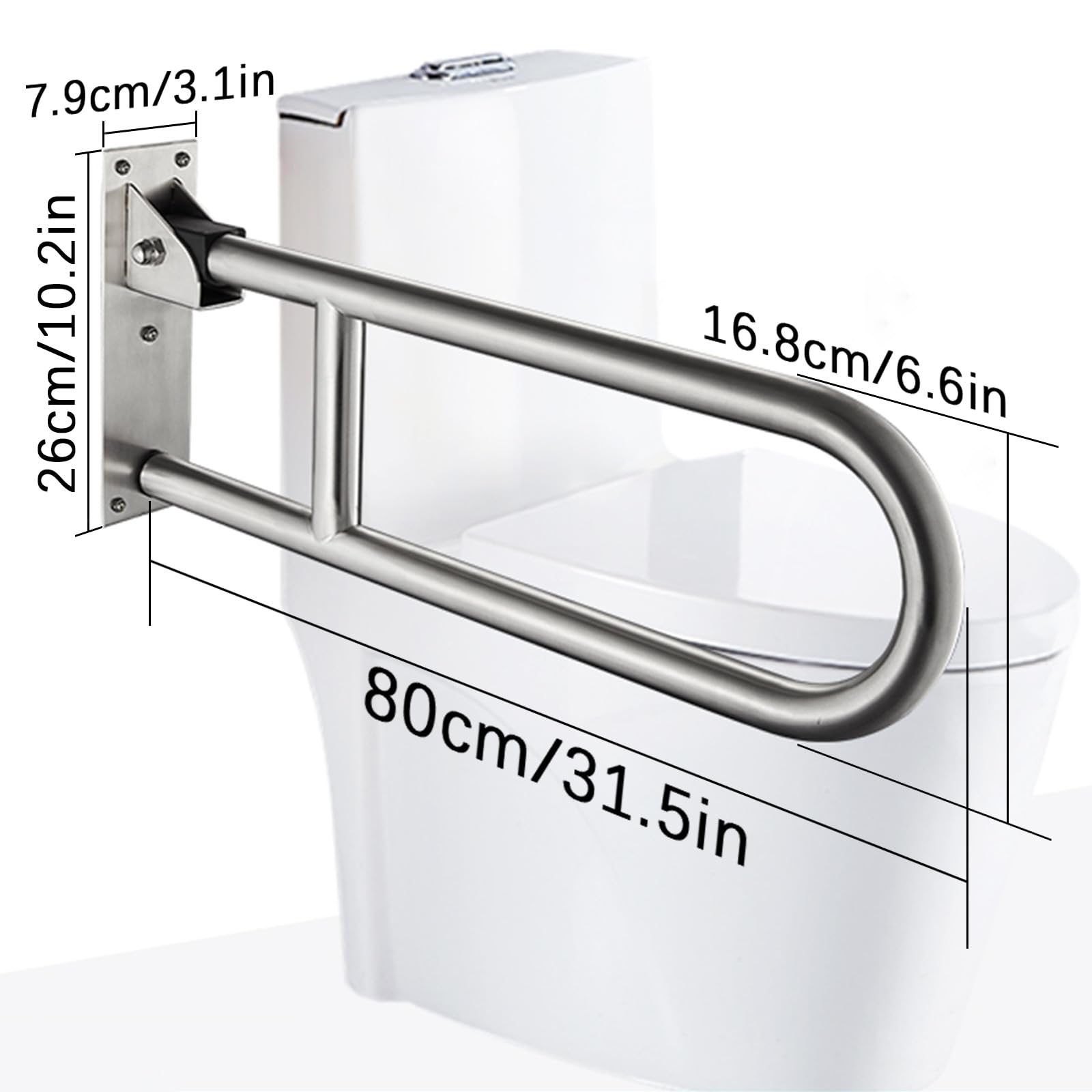 Barra Para WC, Antideslizantes Resistentes Manija de Soporte para Inodoro | Antideslizante Barra Abatible Para Inodoro, Minusválidos WC, Barra Baño Minusválido Carga hasta 120 kg (264 lb) (Blanco)