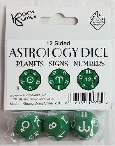 Juego de 3 juegos de Koplow de planetas y signos y números de Astrología Verde