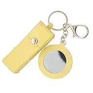 Leather Keychain for Women, Portable Lipstick Case with Mirror for Purse, Keychain Chapstick Holder for Women Gifts